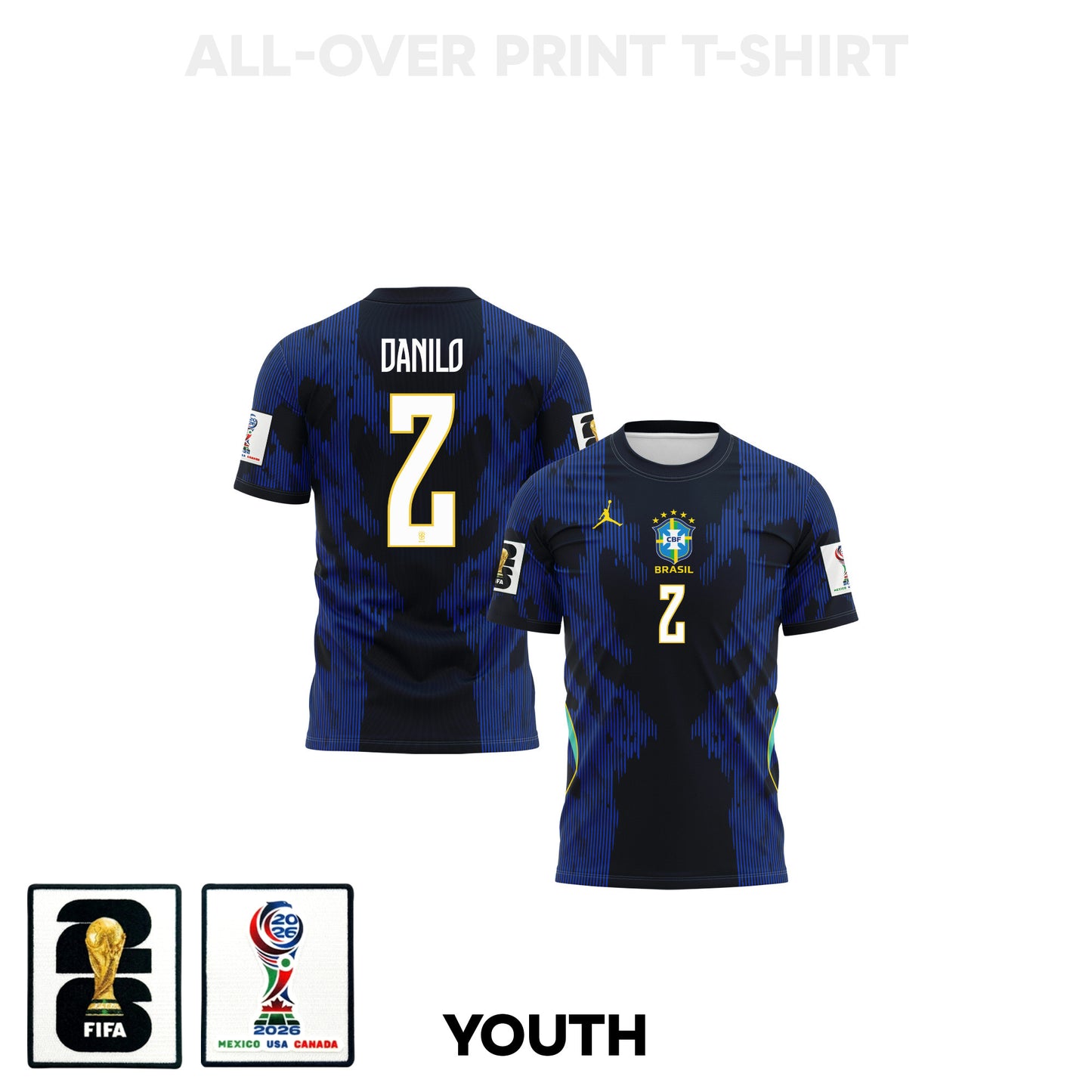 Danilo 2 Youth Brazil 2026 Away 3D T-shirt Fully Printed – Blue