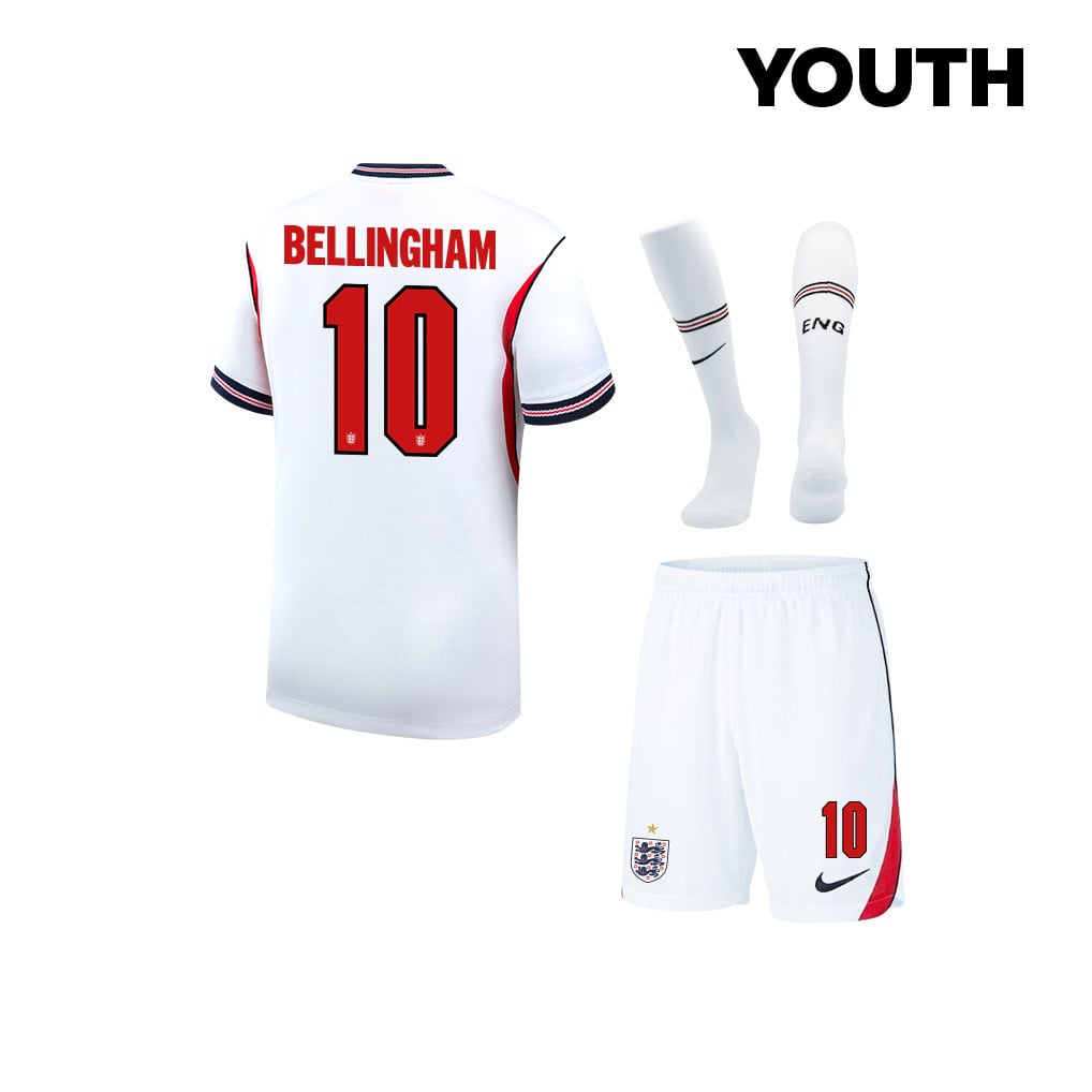 Jude Bellingham 10 England 2026 YOUTH Home Kit Set – White