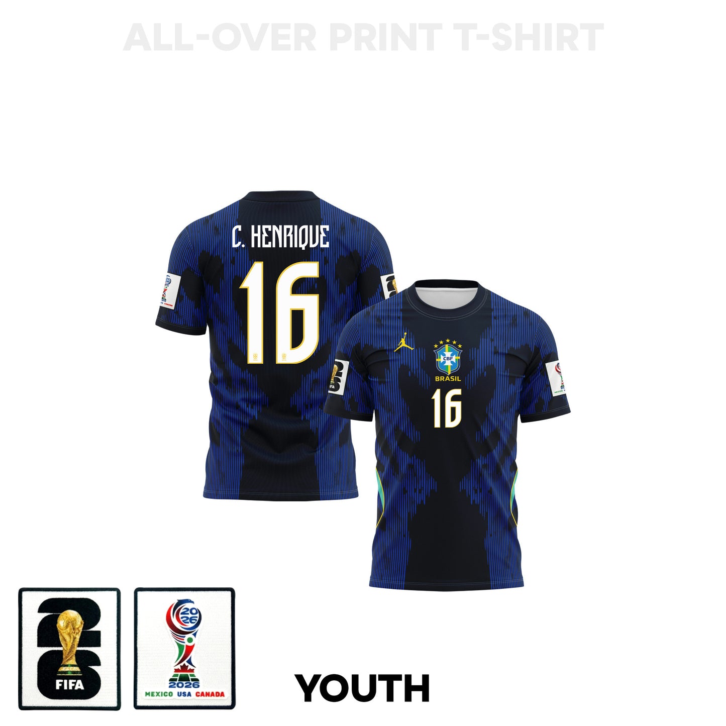 Caio Henrique 16 Youth Brazil 2026 Away 3D T-shirt Fully Printed – Blue