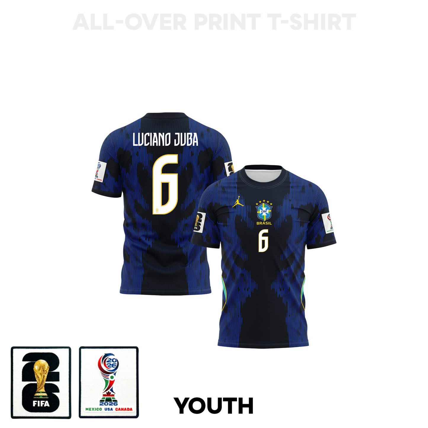 Luciano Juba 6 Youth Brazil 2026 Away 3D T-shirt Fully Printed – Blue