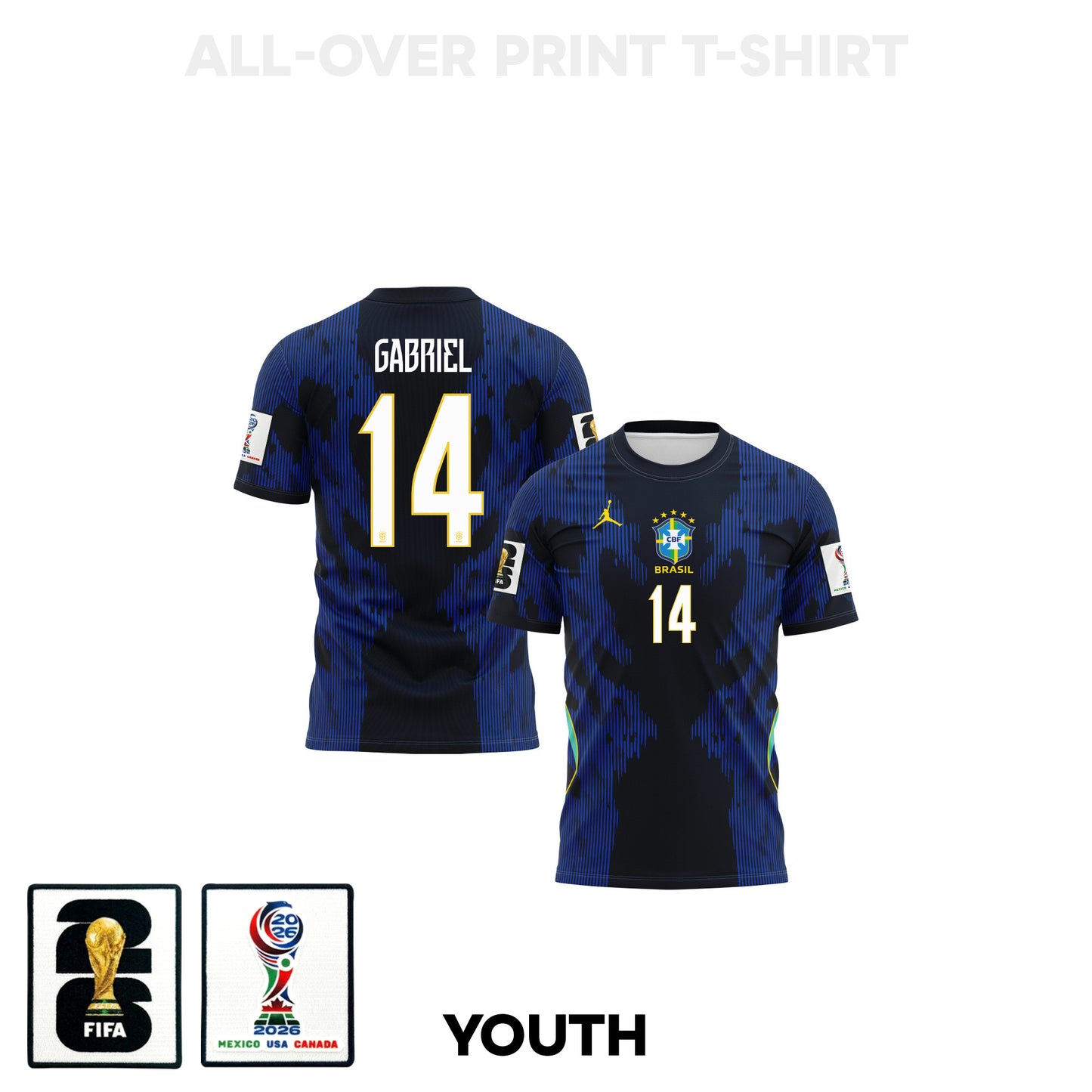 Gabriel Magalhães 14 Youth Brazil 2026 Away 3D T-shirt Fully Printed – Blue