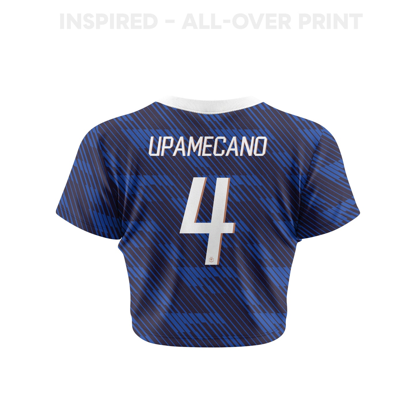 Dayot Upamecano 4 France 2026 Women's Home All-Over Print Cropped Jersey - Blue