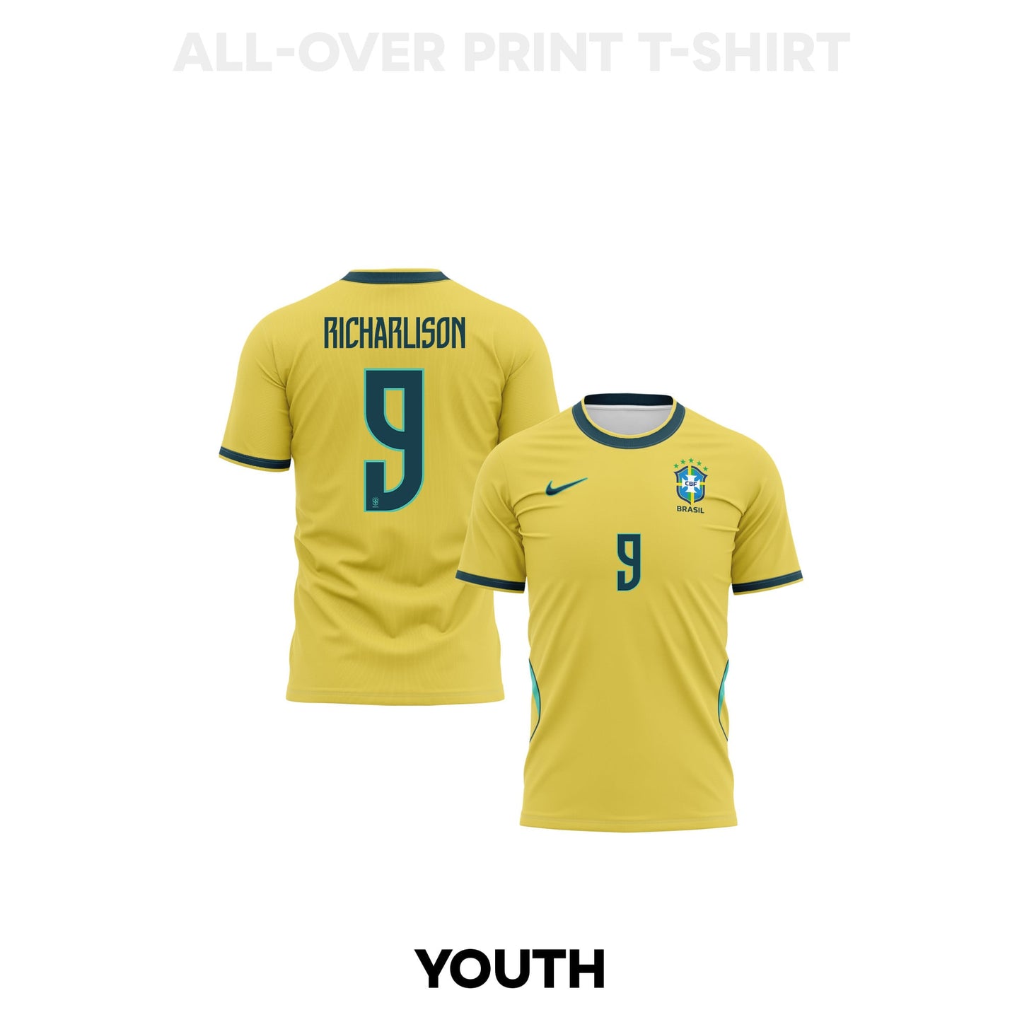 Richarlison 9 Youth Brazil 2026 Home 3D T-shirt Fully Printed – Yellow