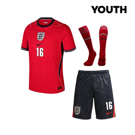 Adam Wharton 16 England 2026 YOUTH Away Kit Set – Red/Black
