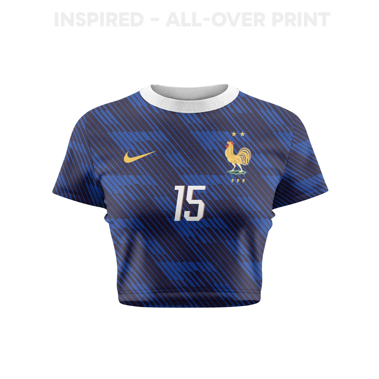 Ibrahima Konaté 15 France 2026 Women's Home All-Over Print Cropped Jersey - Blue