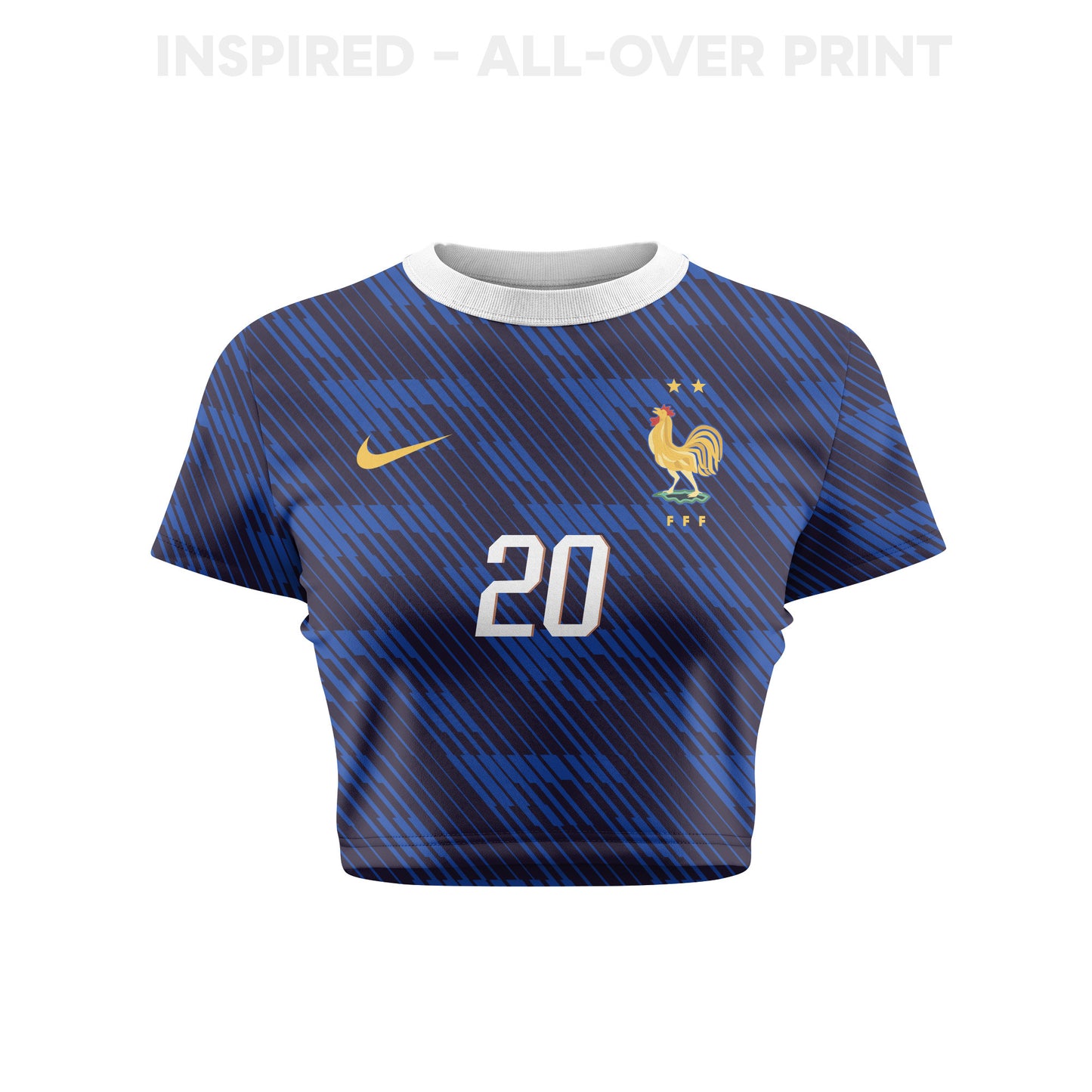 Florian Thauvin 20 France 2026 Women's Home All-Over Print Cropped Jersey - Blue