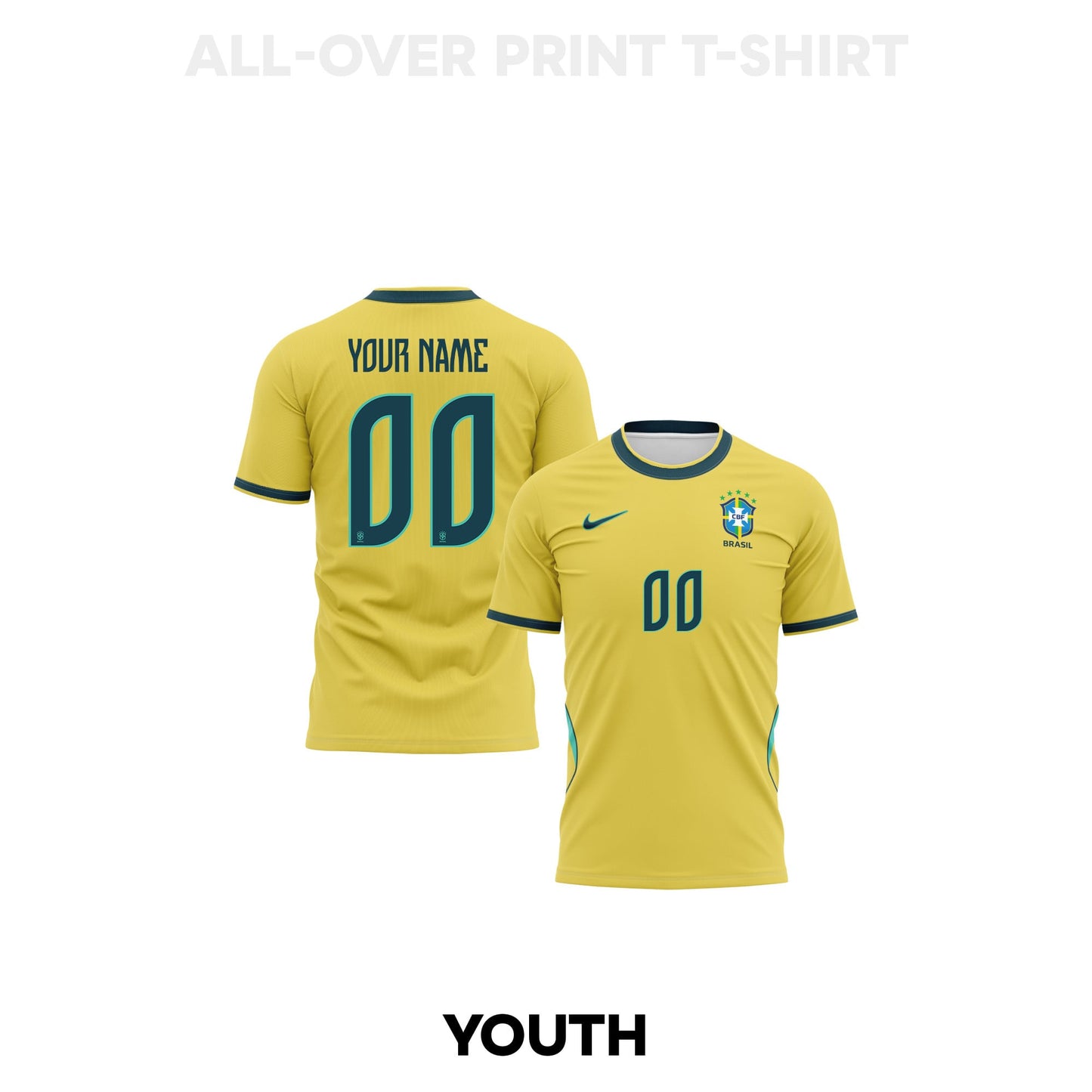 Brazil 2026 Youth Home 3D T-shirt Fully Printed – Personalized – Yellow