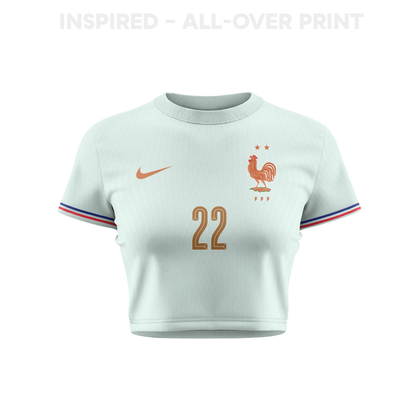 Theo Hernández 22 France 2026 Women's Away All-Over Print Cropped Jersey - Green