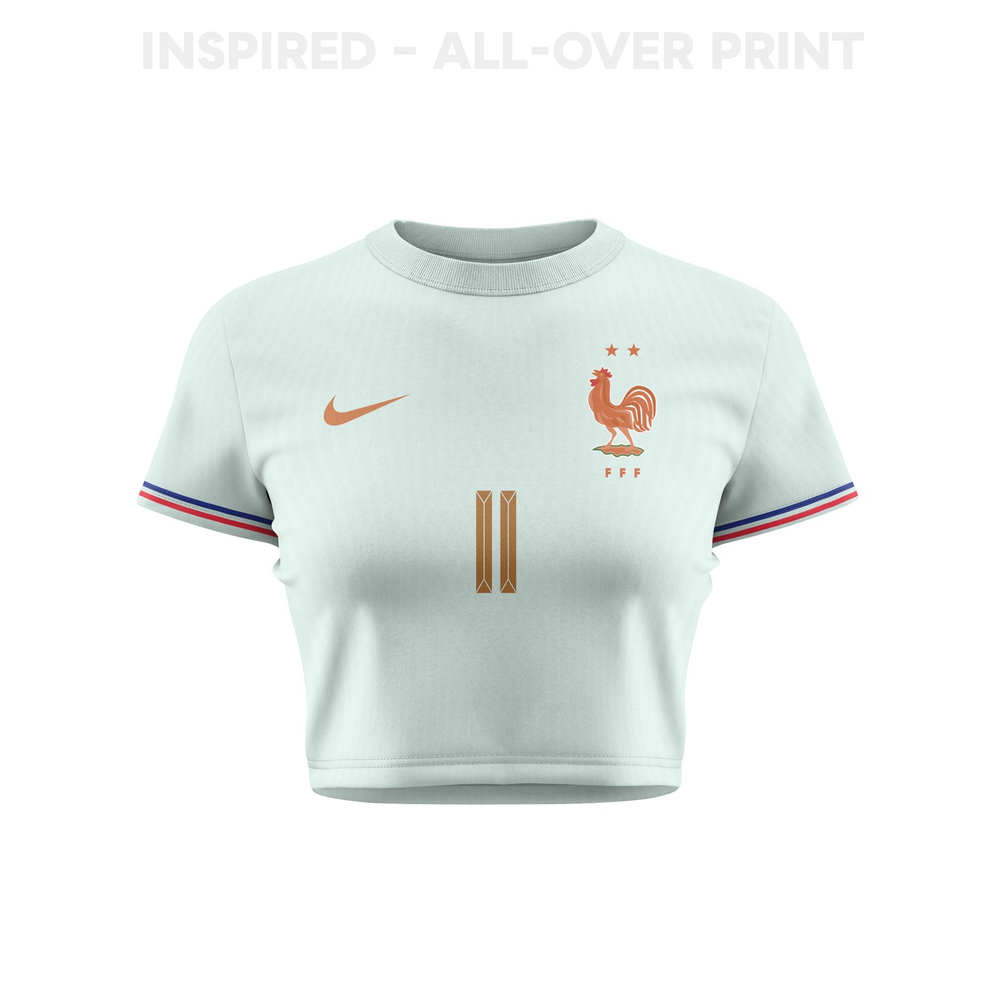 Michael Olise 11 France 2026 Women's Away All-Over Print Cropped Jersey - Green