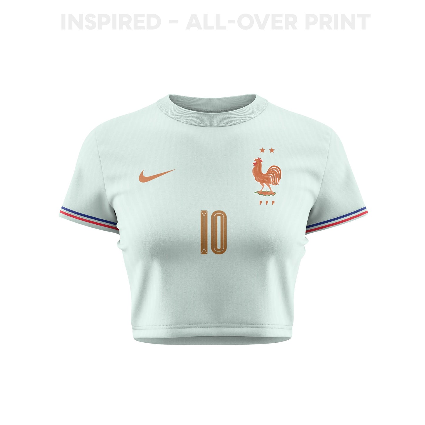 Kylian Mbappé 10 France 2026 Women's Away All-Over Print Cropped Jersey - Green
