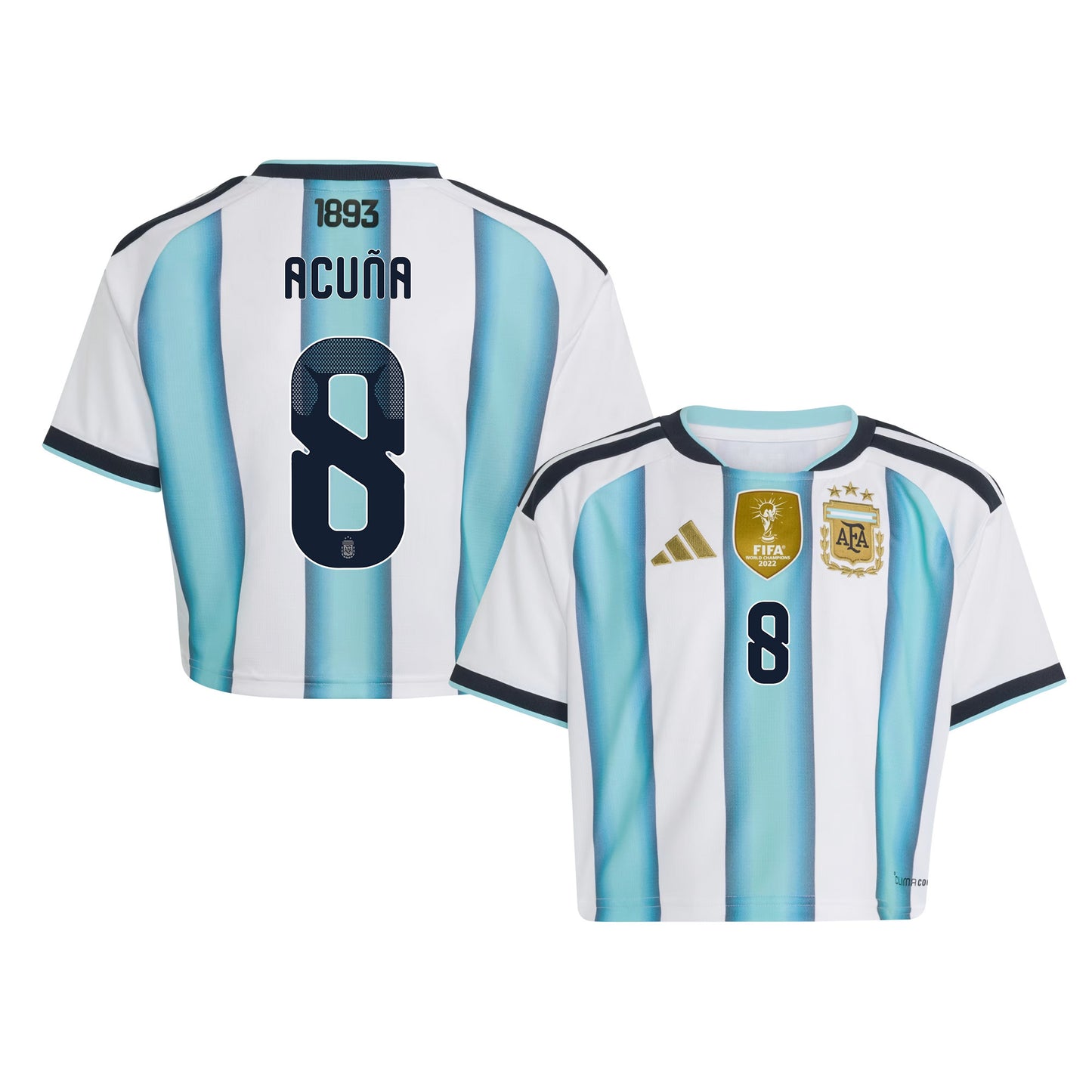 Marcos Acuña 8 Argentina 2026 Home Women's Cropped Jersey - White