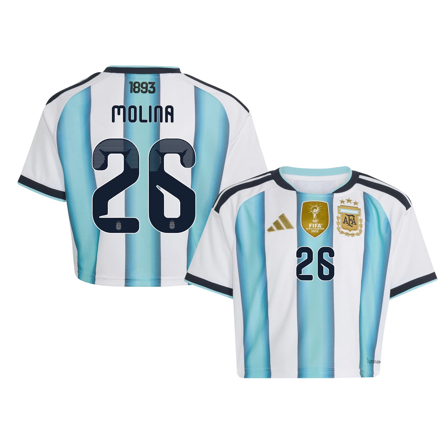 Nahuel Molina 26 Argentina 2026 Home Women's Cropped Jersey - White