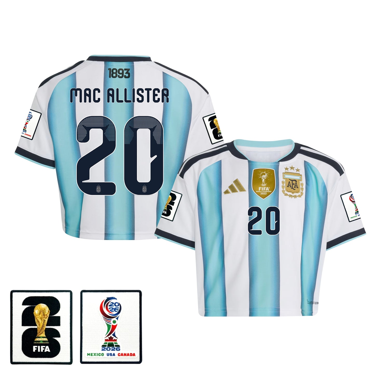 Alexis Mac Allister 20 Argentina 2026 Home Women's Cropped Jersey - White