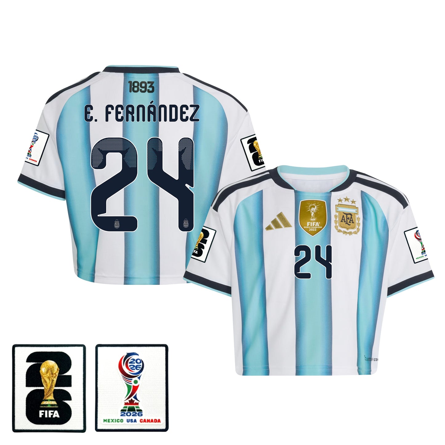 Enzo Fernández 24 Argentina 2026 Home Women's Cropped Jersey - White