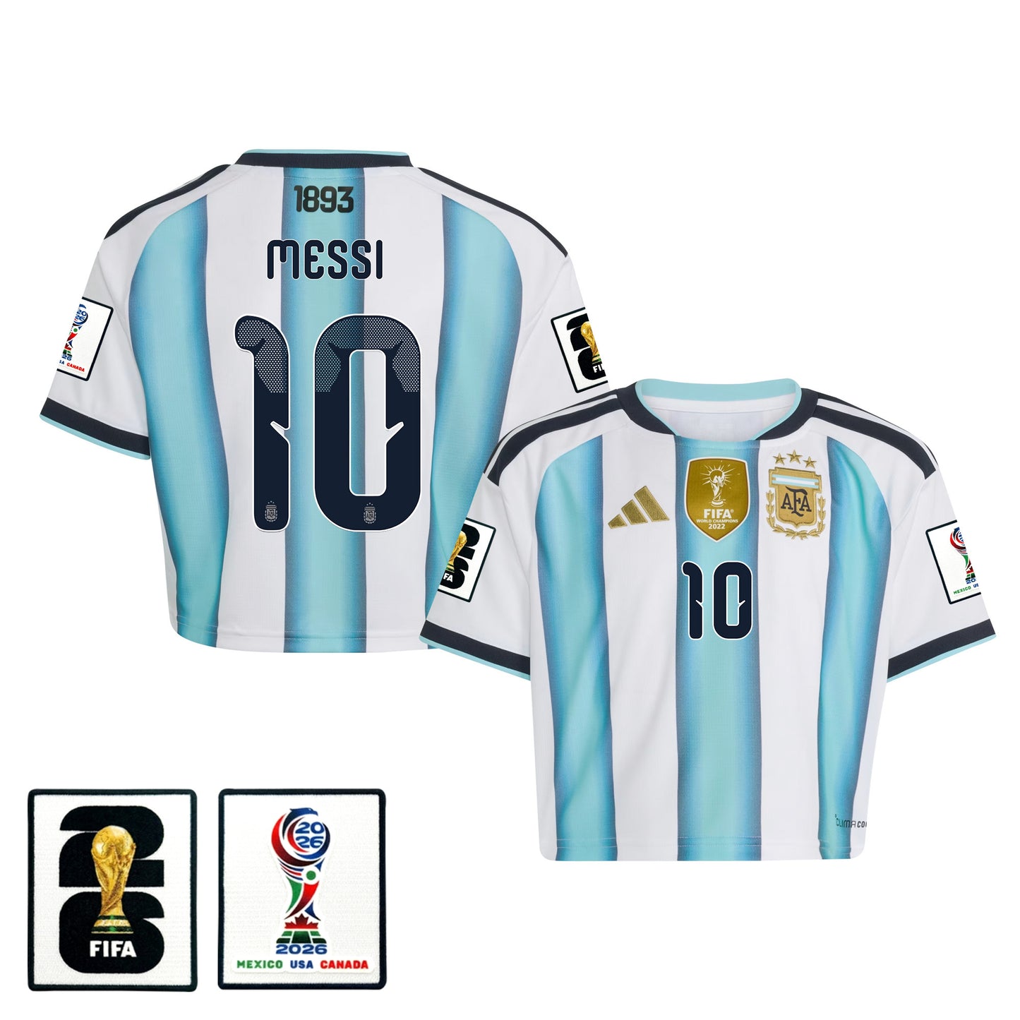 Lionel Messi 10 Argentina 2026 Home Women's Cropped Jersey - White