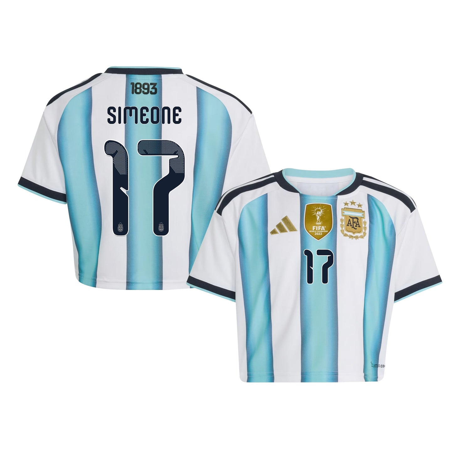 Giuliano Simeone 17 Argentina 2026 Home Women's Cropped Jersey - White