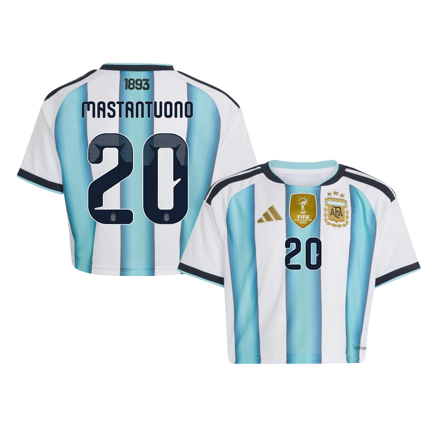 Franco Mastantuono 20 Argentina 2026 Home Women's Cropped Jersey - White