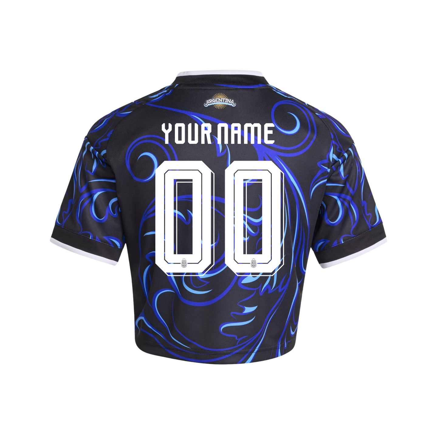 Argentina 2026 Away Women's Cropped Jersey - Personalized - Black