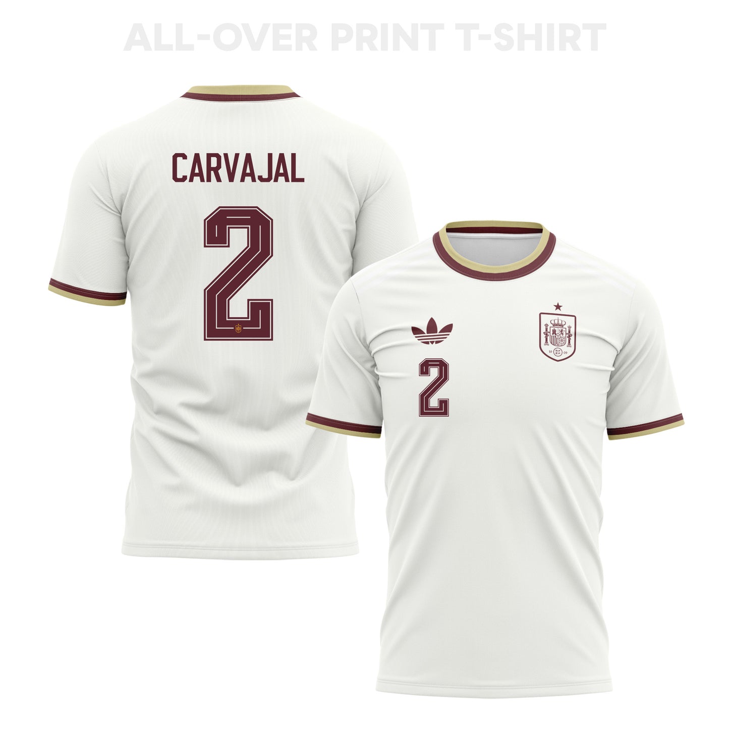 Dani Carvajal 2 Spain 2026 Away 3D T-Shirt Fully Printed – Unisex, White