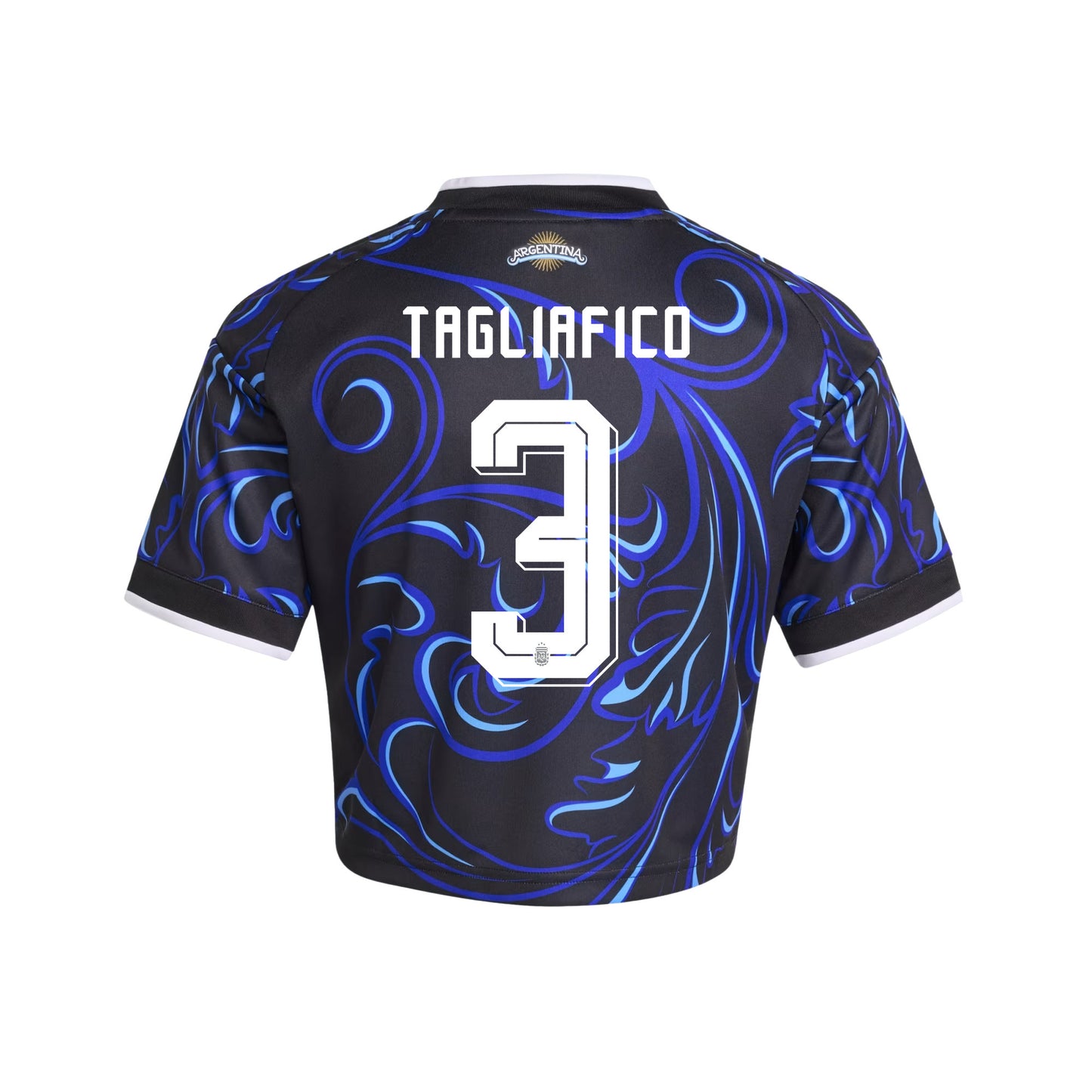 Nicolás Tagliafico 3 Argentina 2026 Away Women's Cropped Jersey - Black