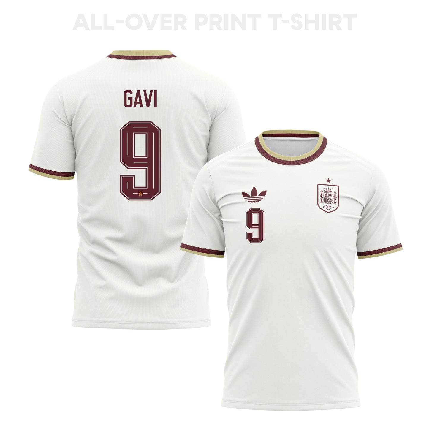 Gavi 9 Spain 2026 Away 3D T-Shirt Fully Printed – Unisex, White