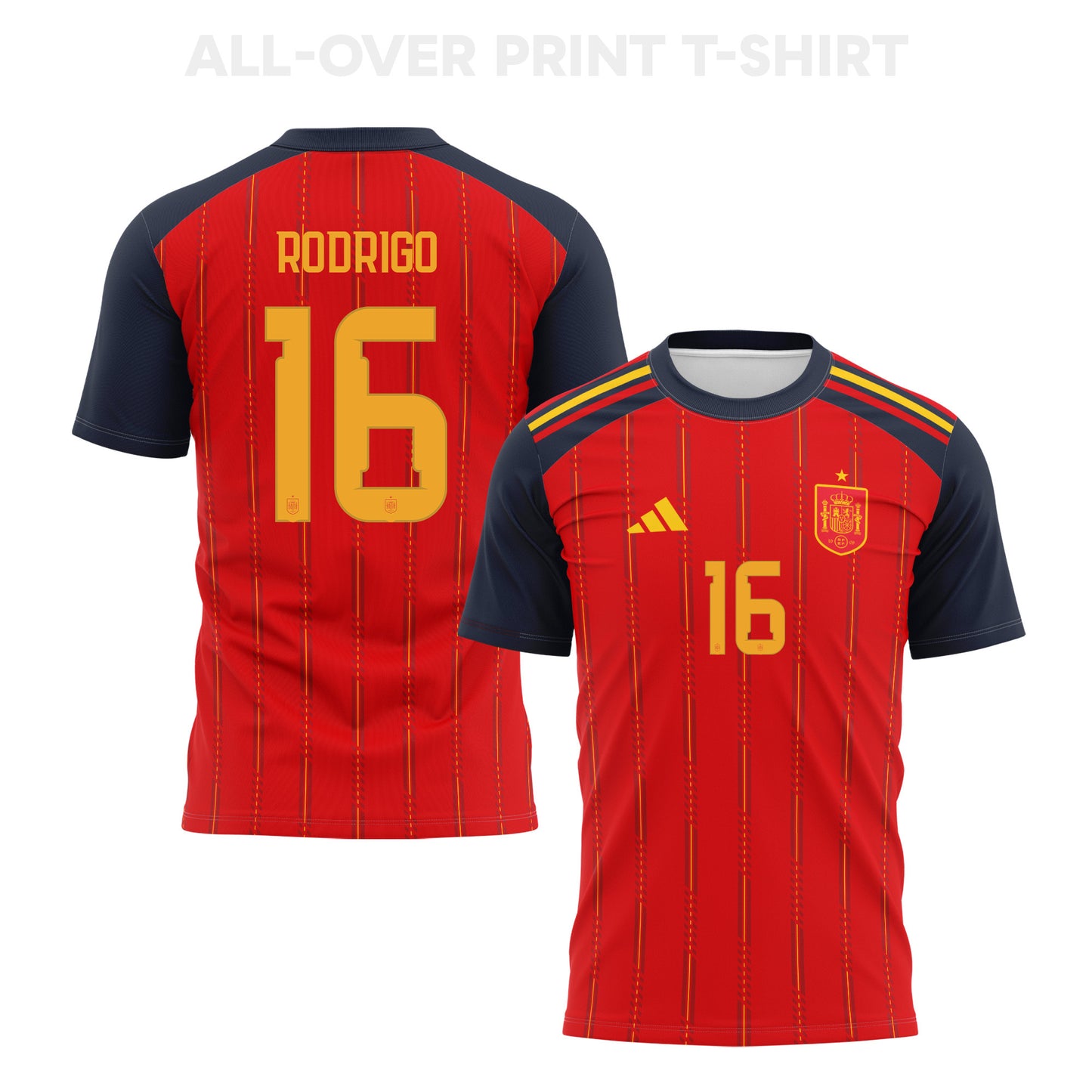 Rodri 16 Spain 2026 Home 3D T-Shirt Fully Printed – Unisex, Red