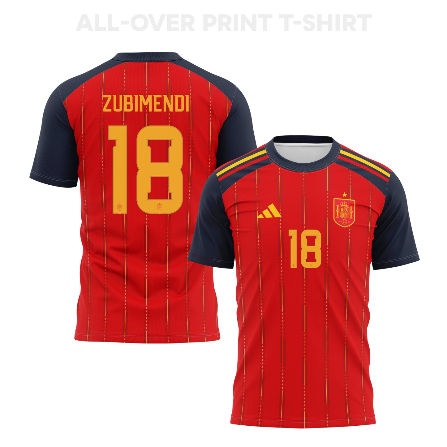 Martin Zubimendi 18 Spain 2026 Home 3D T-Shirt Fully Printed – Unisex, Red