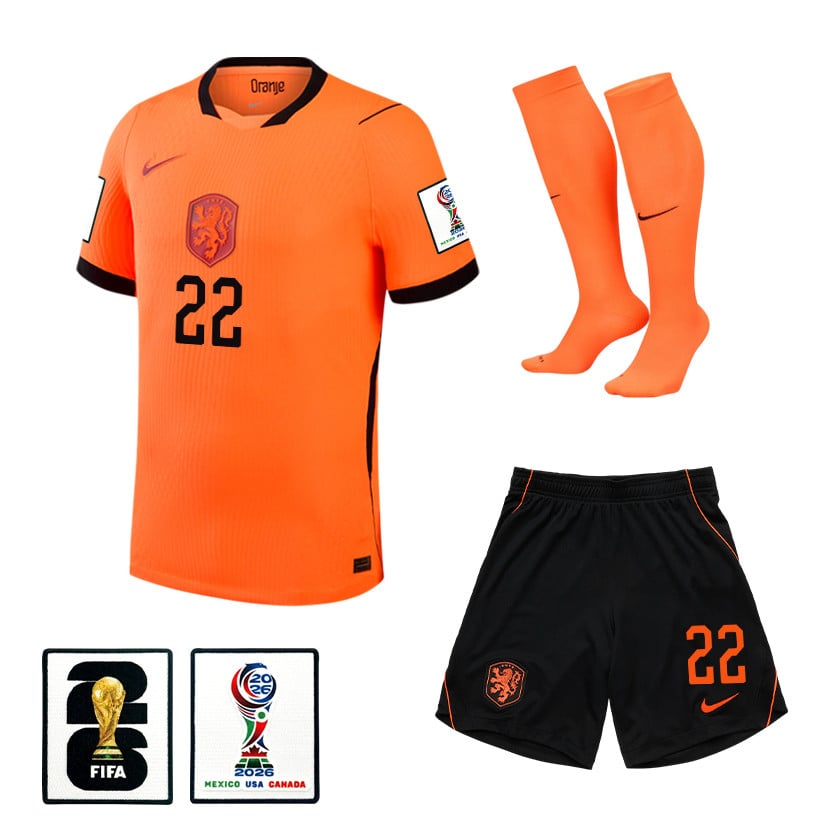 Denzel Dumfries 22 Netherlands 2026 Home Men Kit Set – Orange
