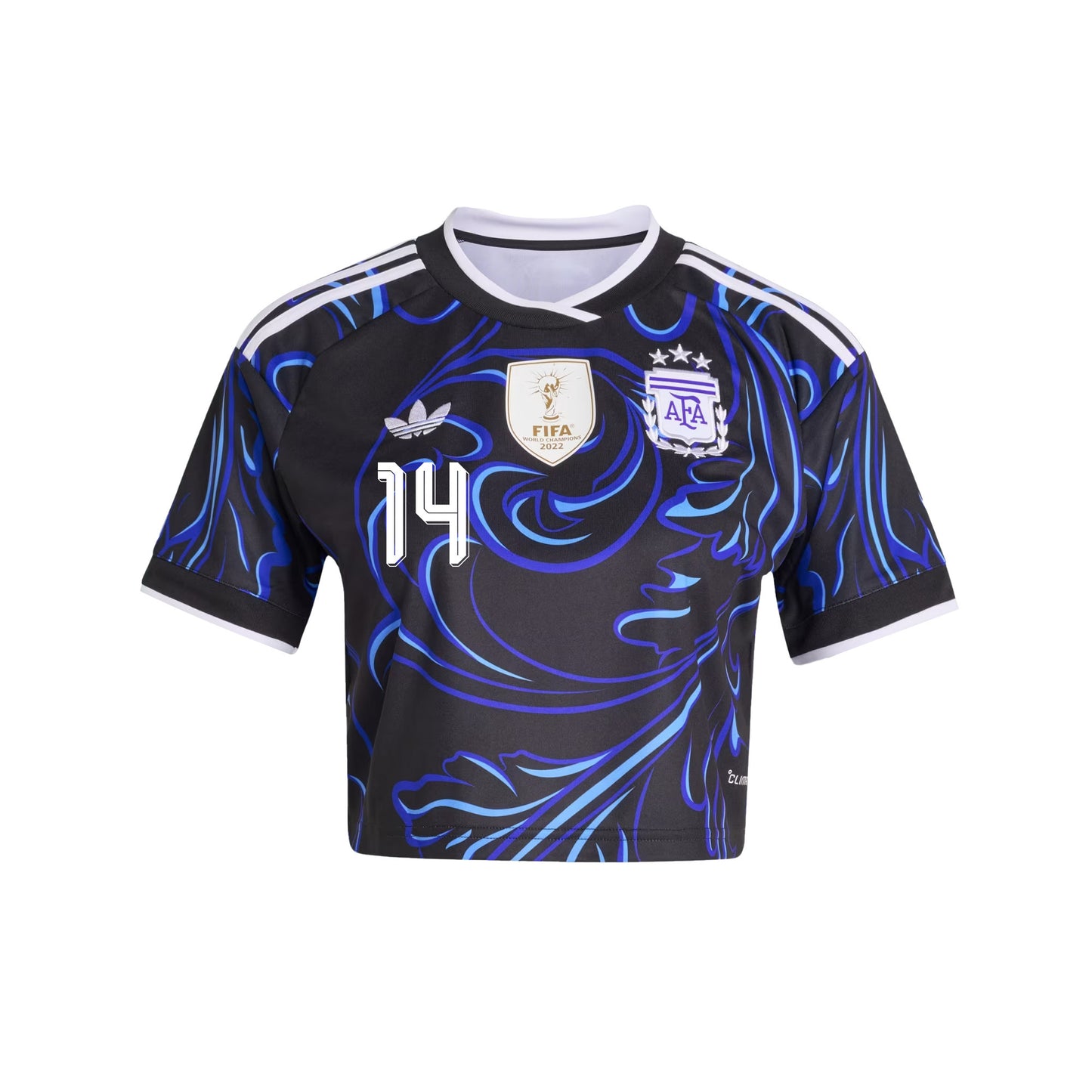 Exequiel Palacios 14 Argentina 2026 Away Women's Cropped Jersey - Black
