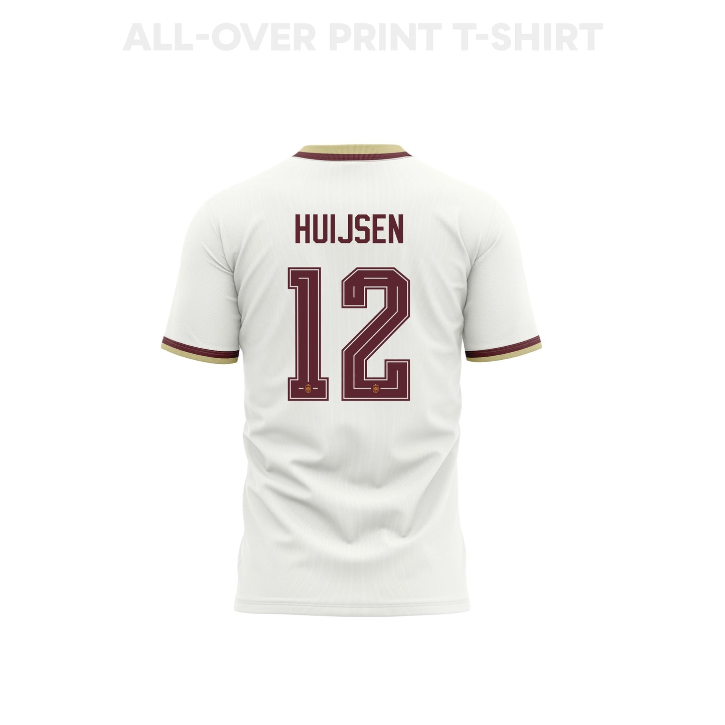 Dean Huijsen 12 Youth Spain 2026 Away 3D T-shirt Fully Printed – White