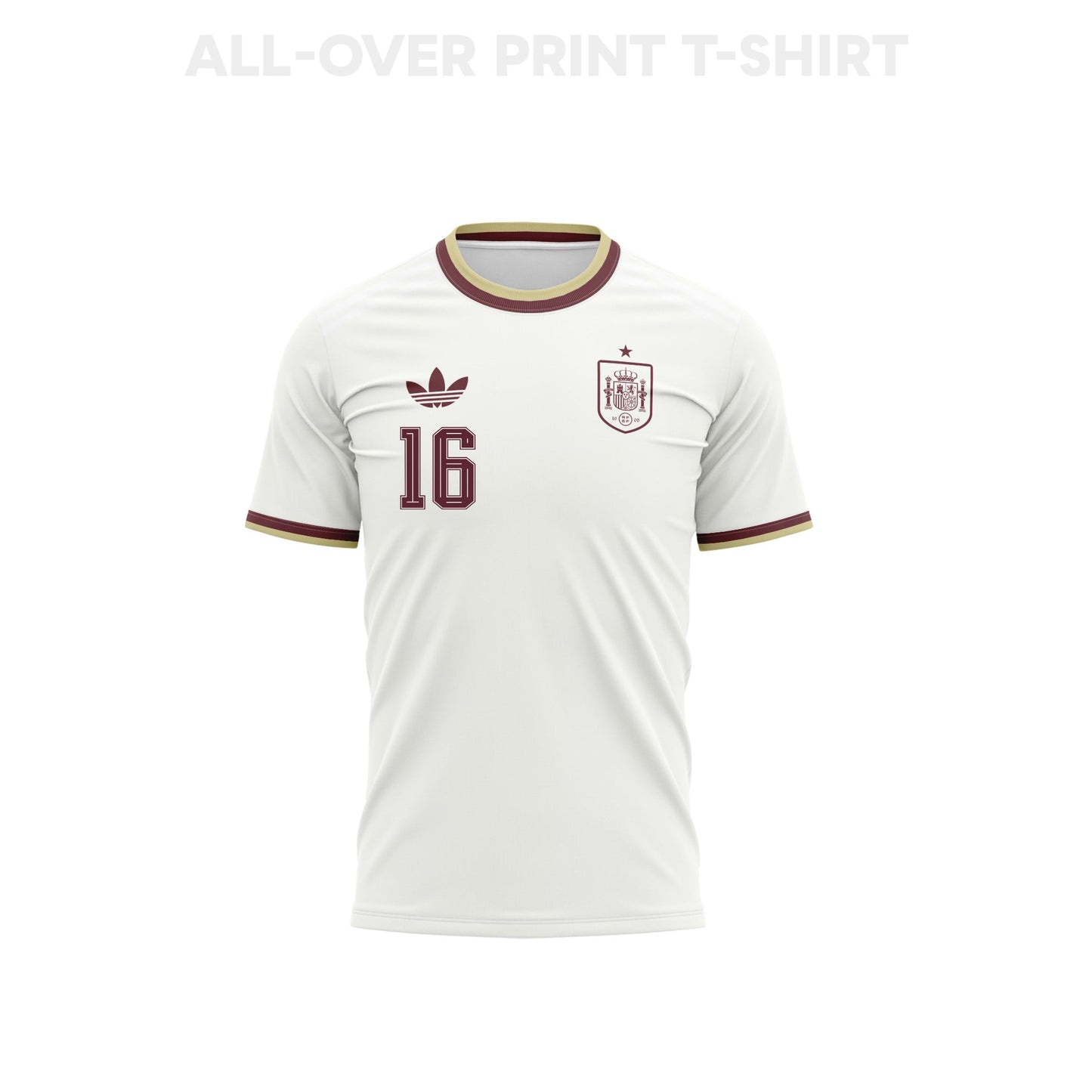 Rodri 16 Youth Spain 2026 Away 3D T-shirt Fully Printed – White