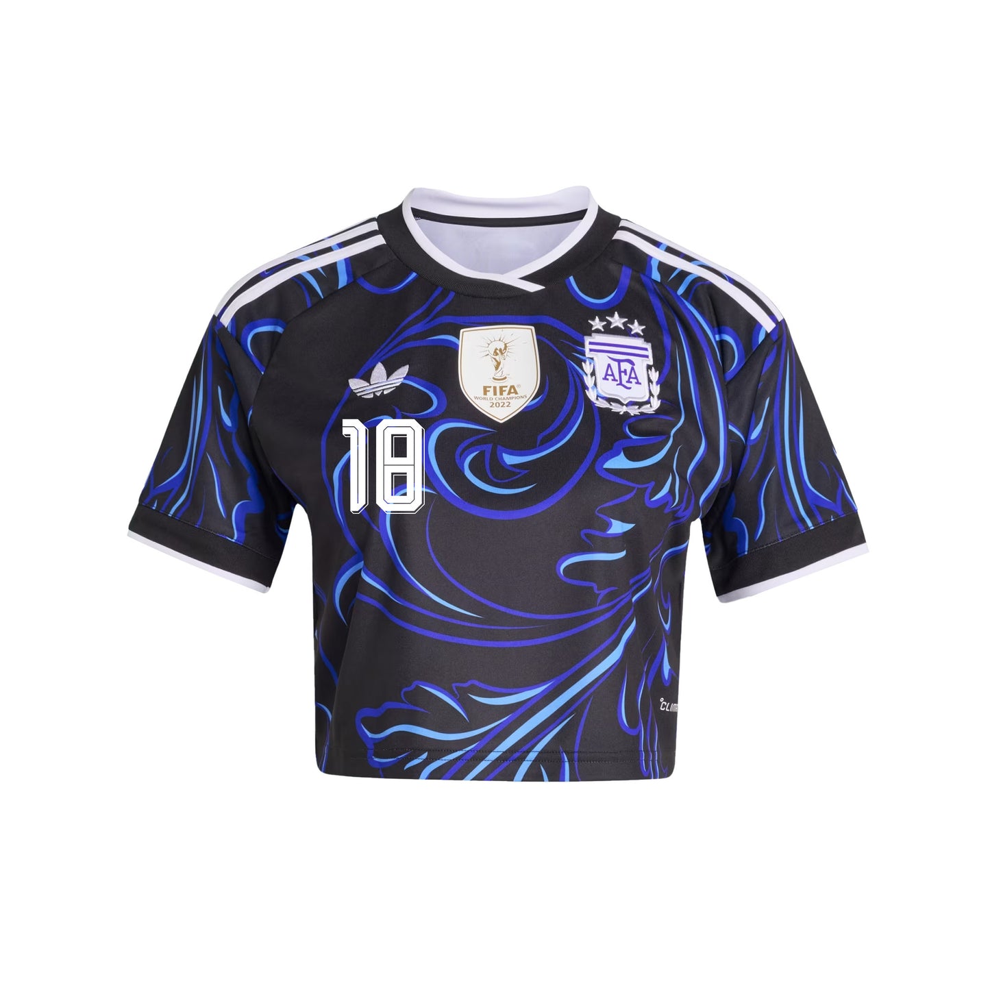 Nico Paz 18 Argentina 2026 Away Women's Cropped Jersey - Black
