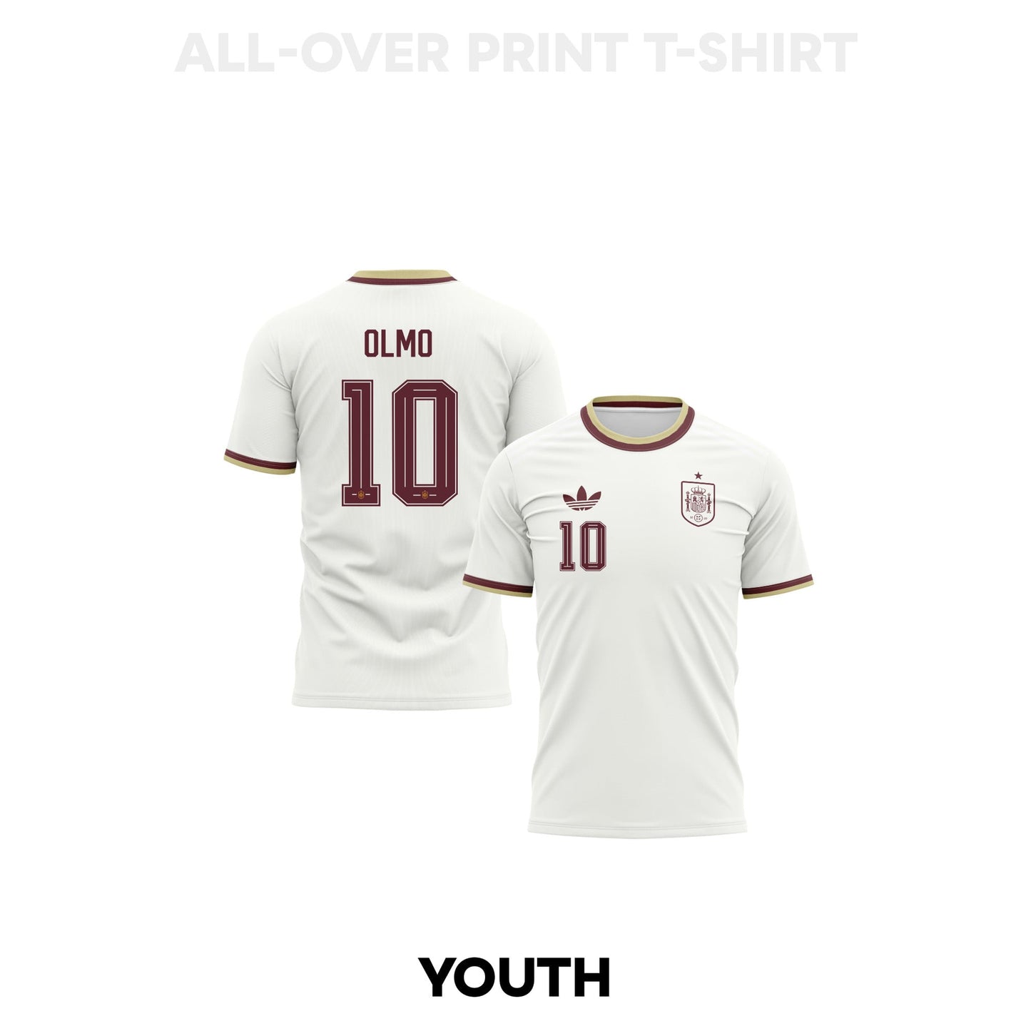 Dani Olmo 10 Youth Spain 2026 Away 3D T-shirt Fully Printed – White