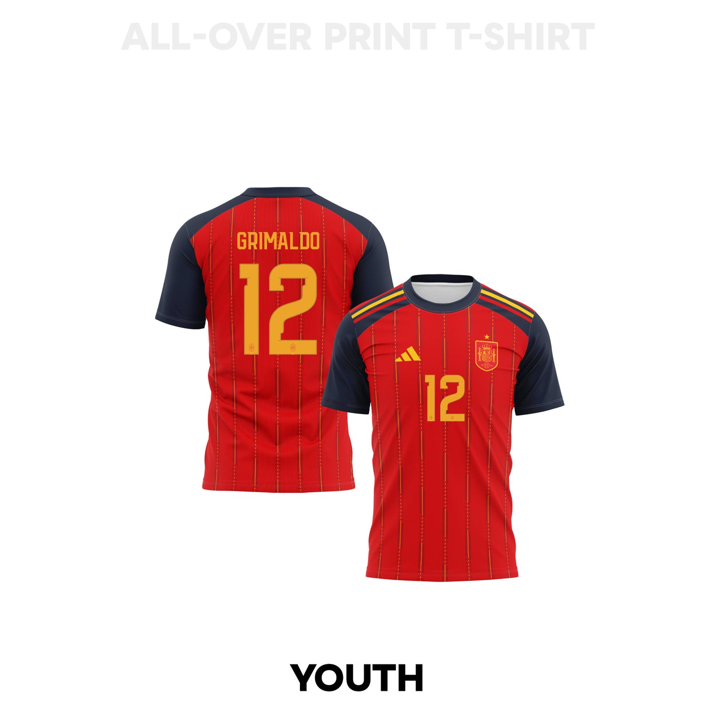 Álex Grimaldo 12 Youth Spain 2026 Home 3D T-shirt Fully Printed – Red