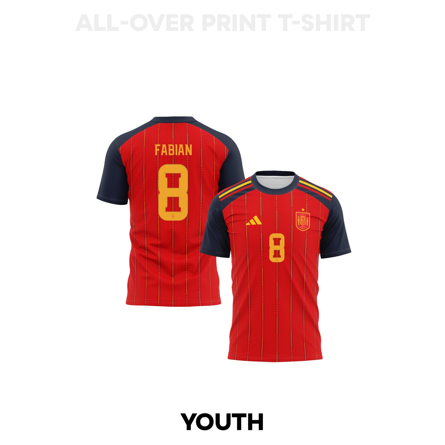 Fabián Ruiz 8 Youth Spain 2026 Home 3D T-shirt Fully Printed – Red