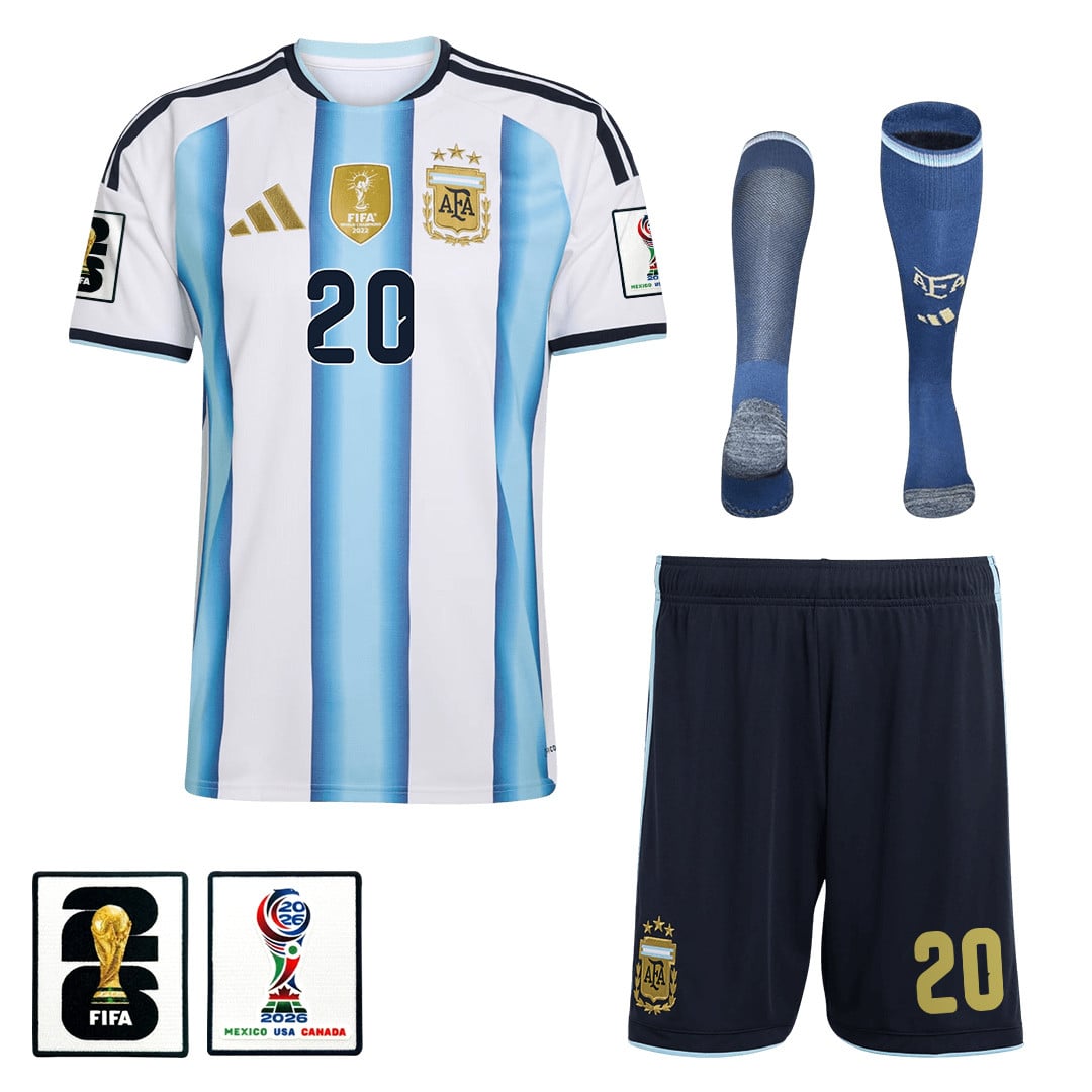 Franco Mastantuono 20 Argentina 2026 Home Men Kit Set – White