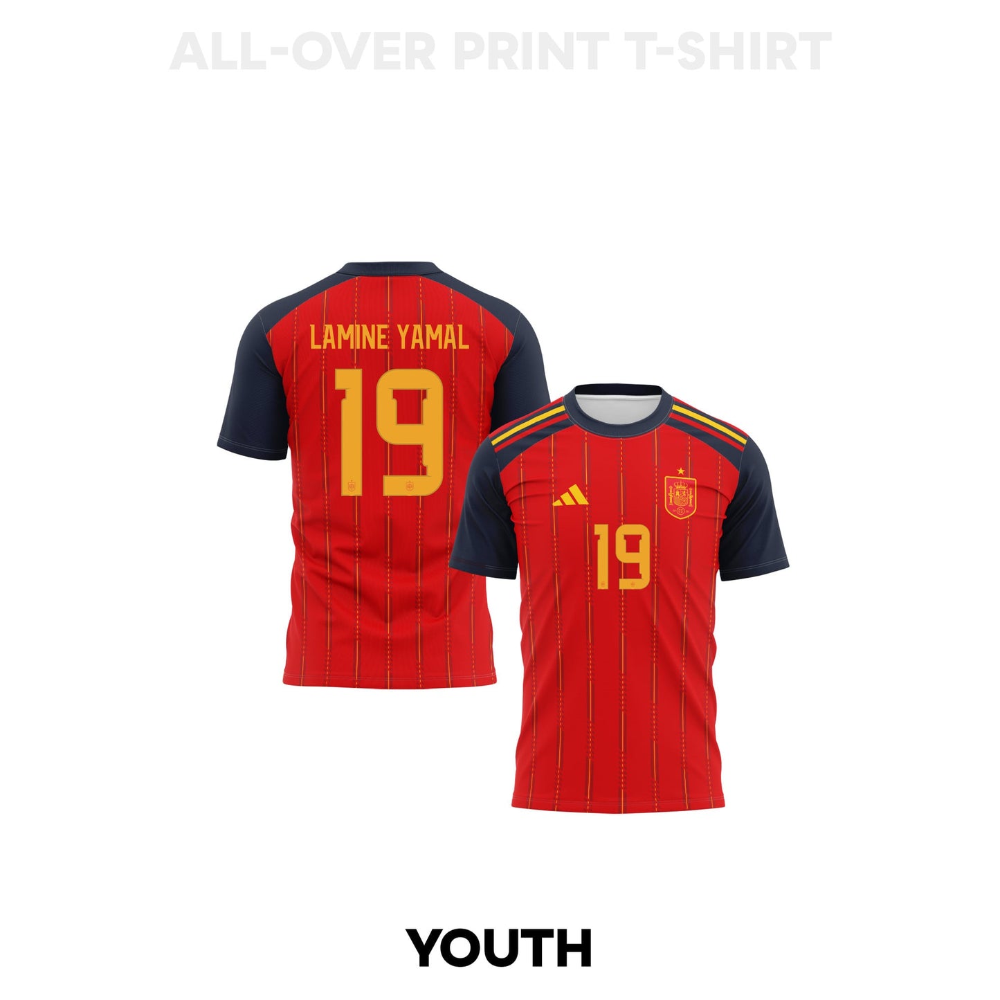 Lamine Yamal 19 Youth Spain 2026 Home 3D T-shirt Fully Printed – Red