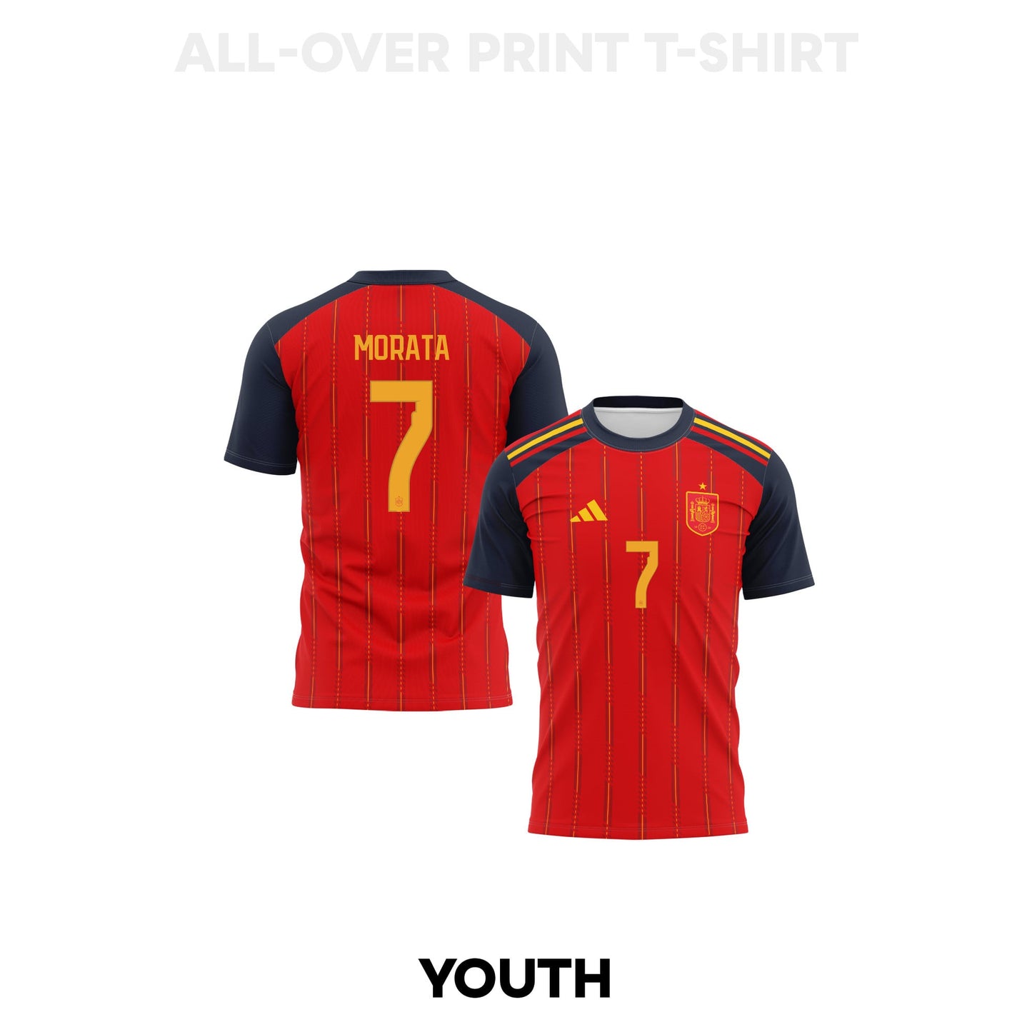 Álvaro Morata 7 Youth Spain 2026 Home 3D T-shirt Fully Printed – Red