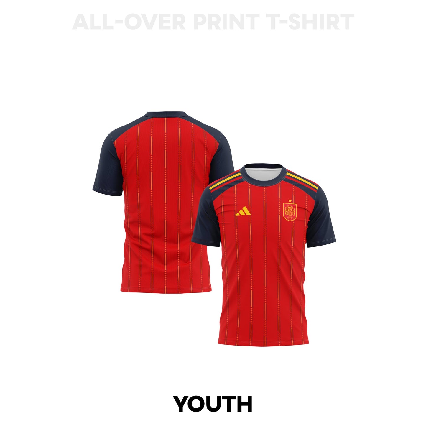 Spain 2026 Youth Home 3D T-shirt Fully Printed – Red