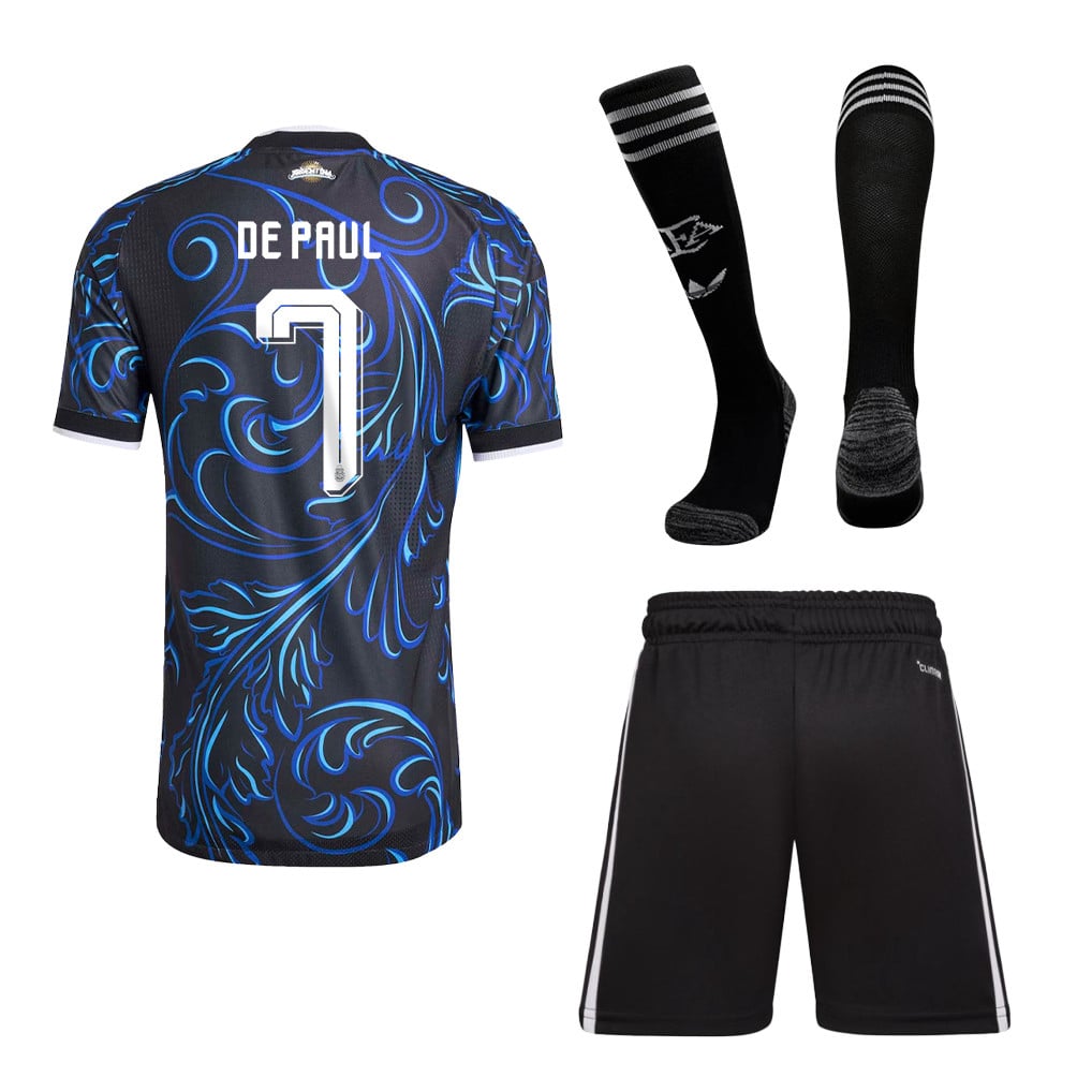 Rodrigo De Paul 7 Argentina 2026 Away Men Kit Set – Black