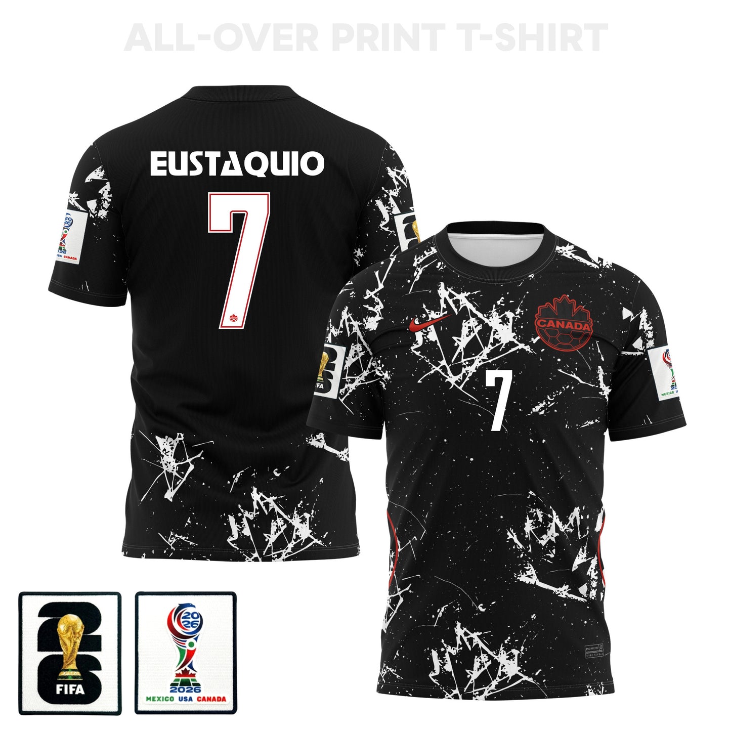 Stephen Eustáquio 7 Canada 2026 Away 3D T-Shirt Fully Printed – Unisex, Black
