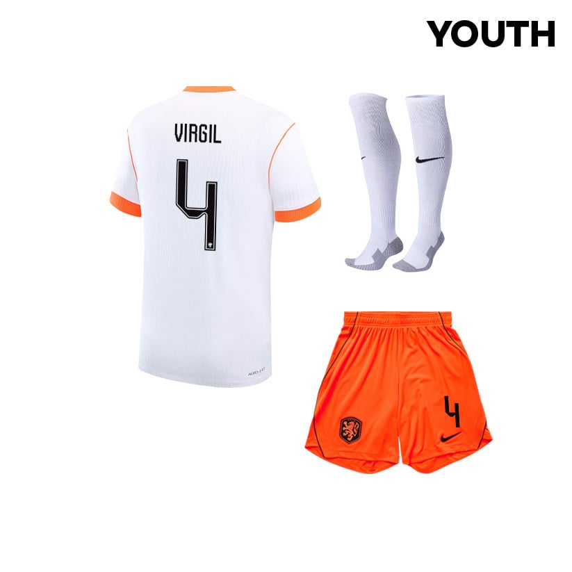 Virgil van Dijk 4 Netherlands 2026 YOUTH Away Kit Set – White