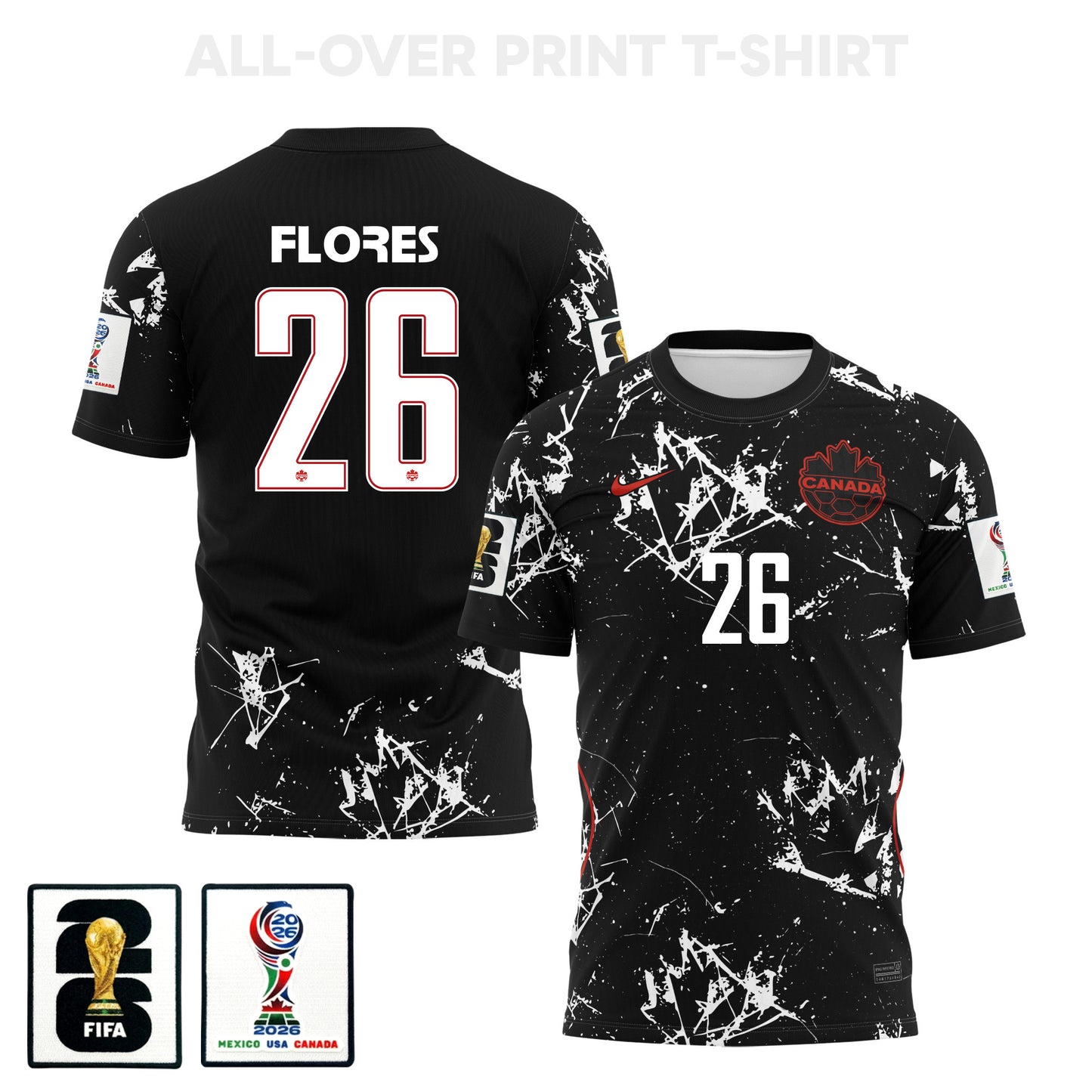 Marcelo Flores 26 Canada 2026 Away 3D T-Shirt Fully Printed – Unisex, Black