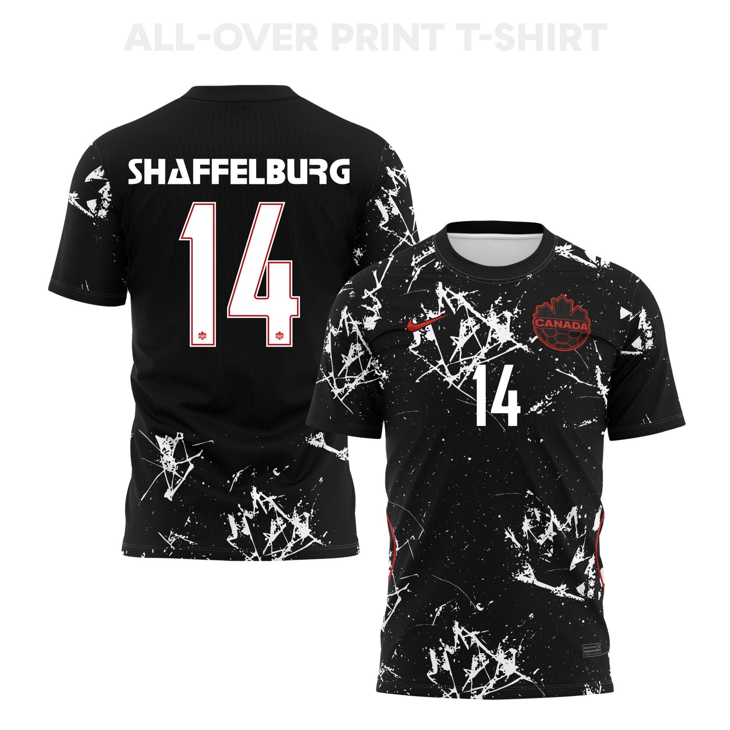 Jacob Shaffelburg 14 Canada 2026 Away 3D T-Shirt Fully Printed – Unisex, Black
