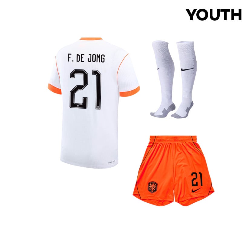 Frenkie de Jong 21 Netherlands 2026 YOUTH Away Kit Set – White