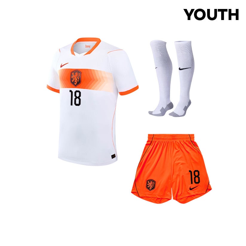 Donyell Malen 18 Netherlands 2026 YOUTH Away Kit Set – White