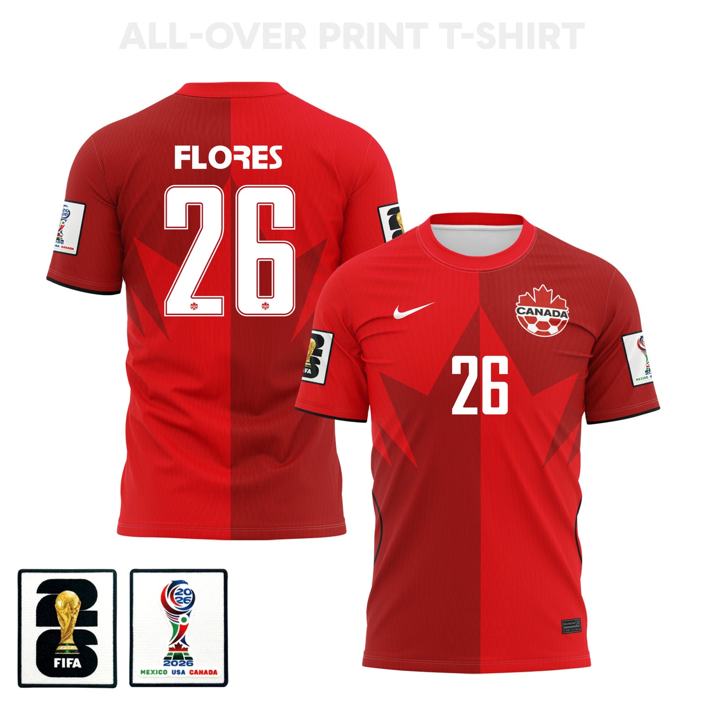 Marcelo Flores 26 Canada 2026 Home 3D T-Shirt Fully Printed – Unisex, Red