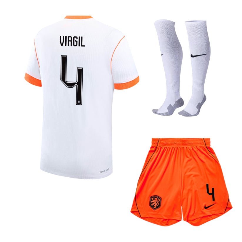 Virgil van Dijk 4 Netherlands 2026 Away Men Kit Set – White