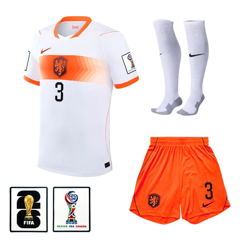 Matthijs de Ligt 3 Netherlands 2026 Away Men Kit Set – White