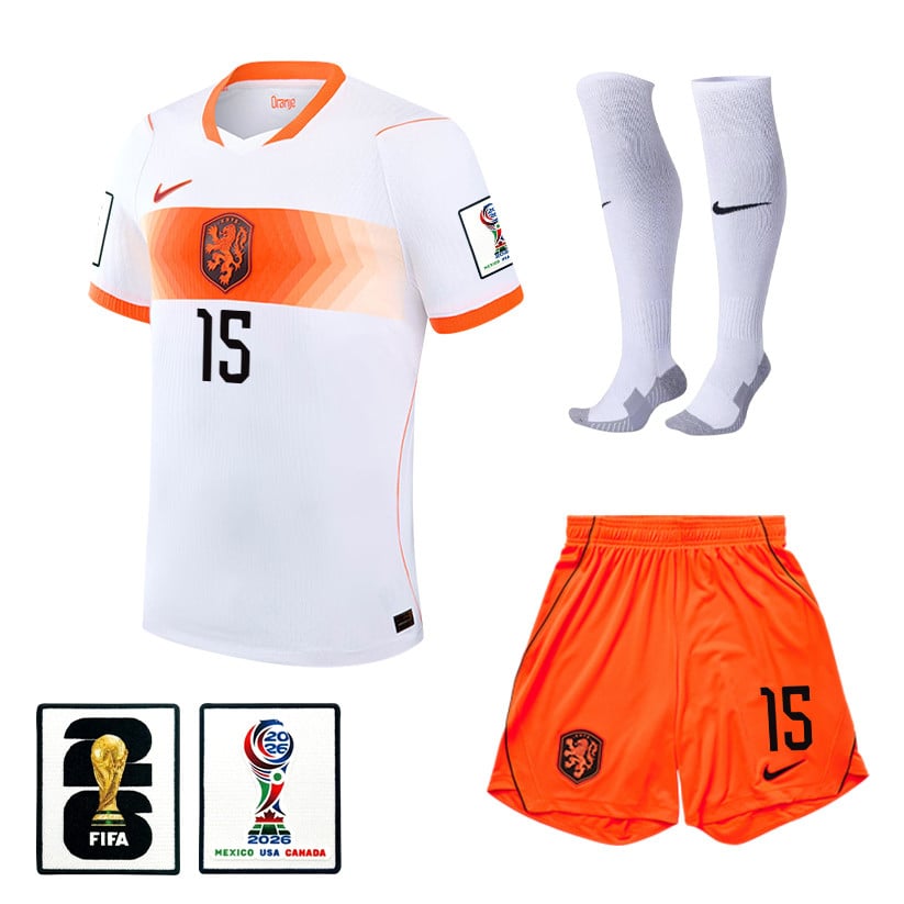 Micky van de Ven 15 Netherlands 2026 Away Men Kit Set – White